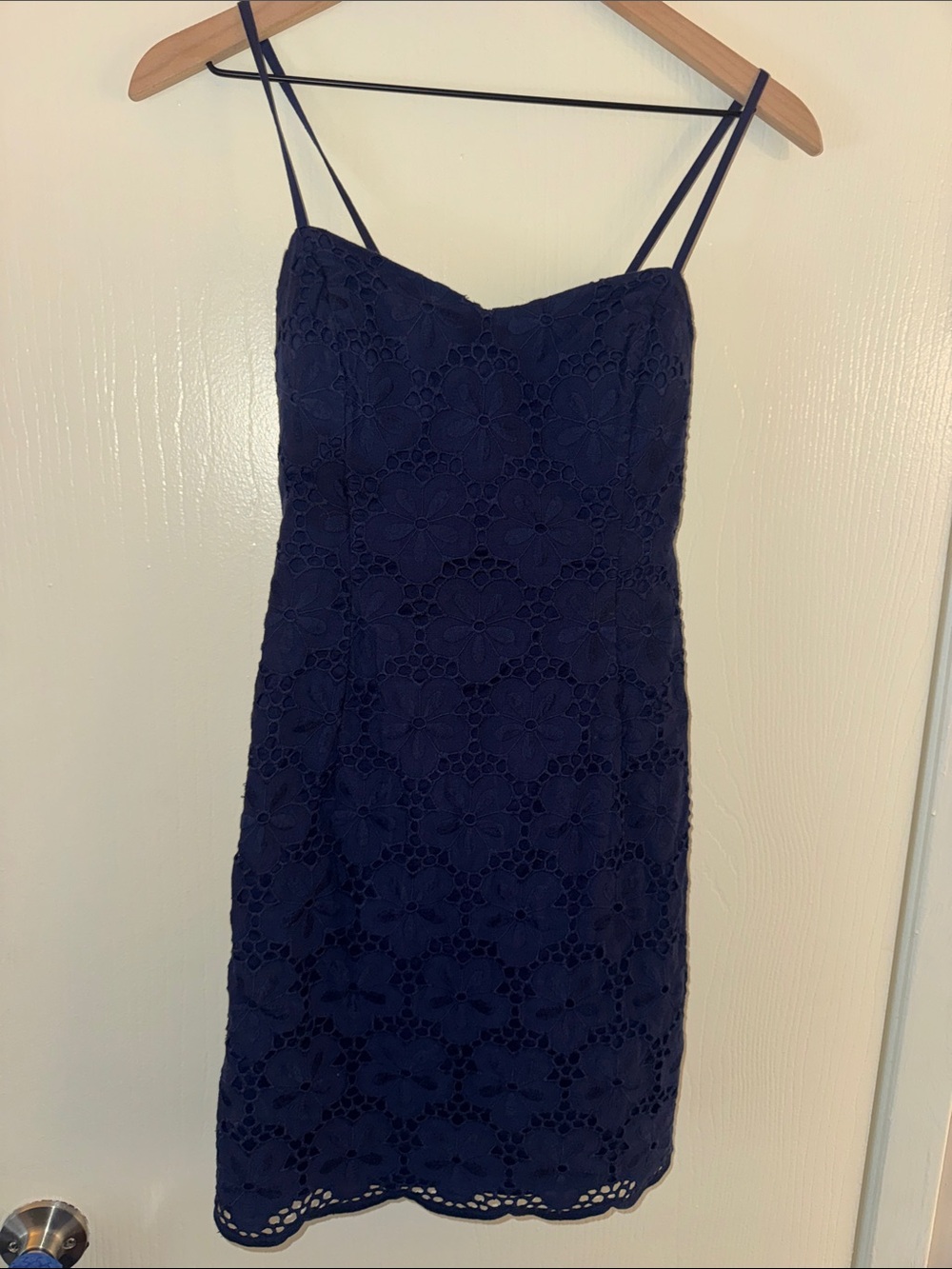Lilly Pulitzer Navy Eyelet Spaghetti-Strap Mini Dress